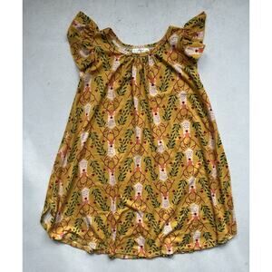 Dot Dot Smile Girls Swing Dress 5/6 Yellow Deer Nature Summer Comfy